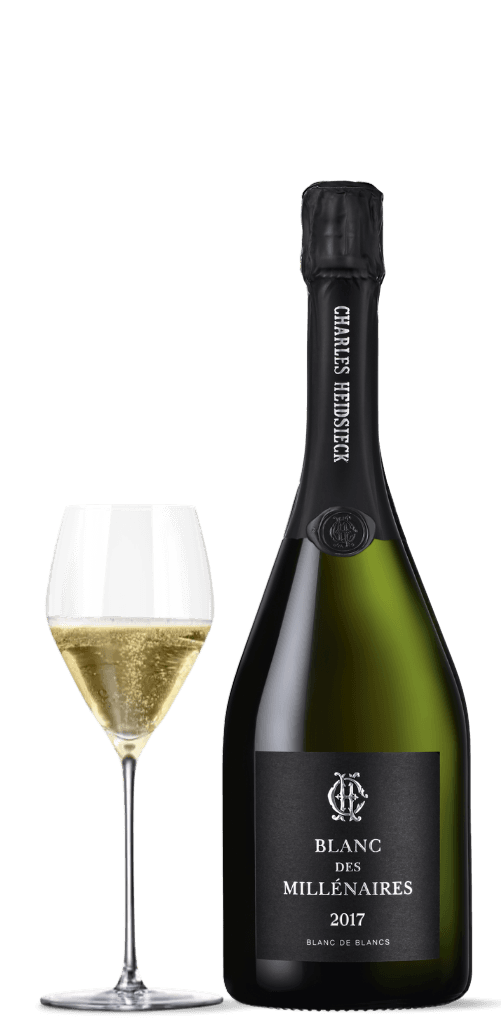 CHARLES HEIDSIECK - BLANC DES MILLENAIRES 2017. Flaska & champagneglas.