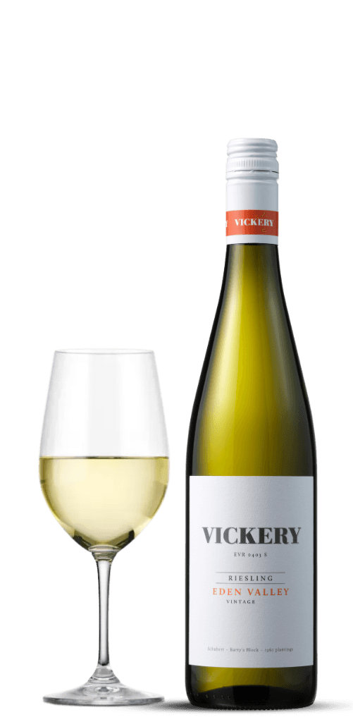Bild på flaska och glas från Vickery Wines Eden Walley Riesling